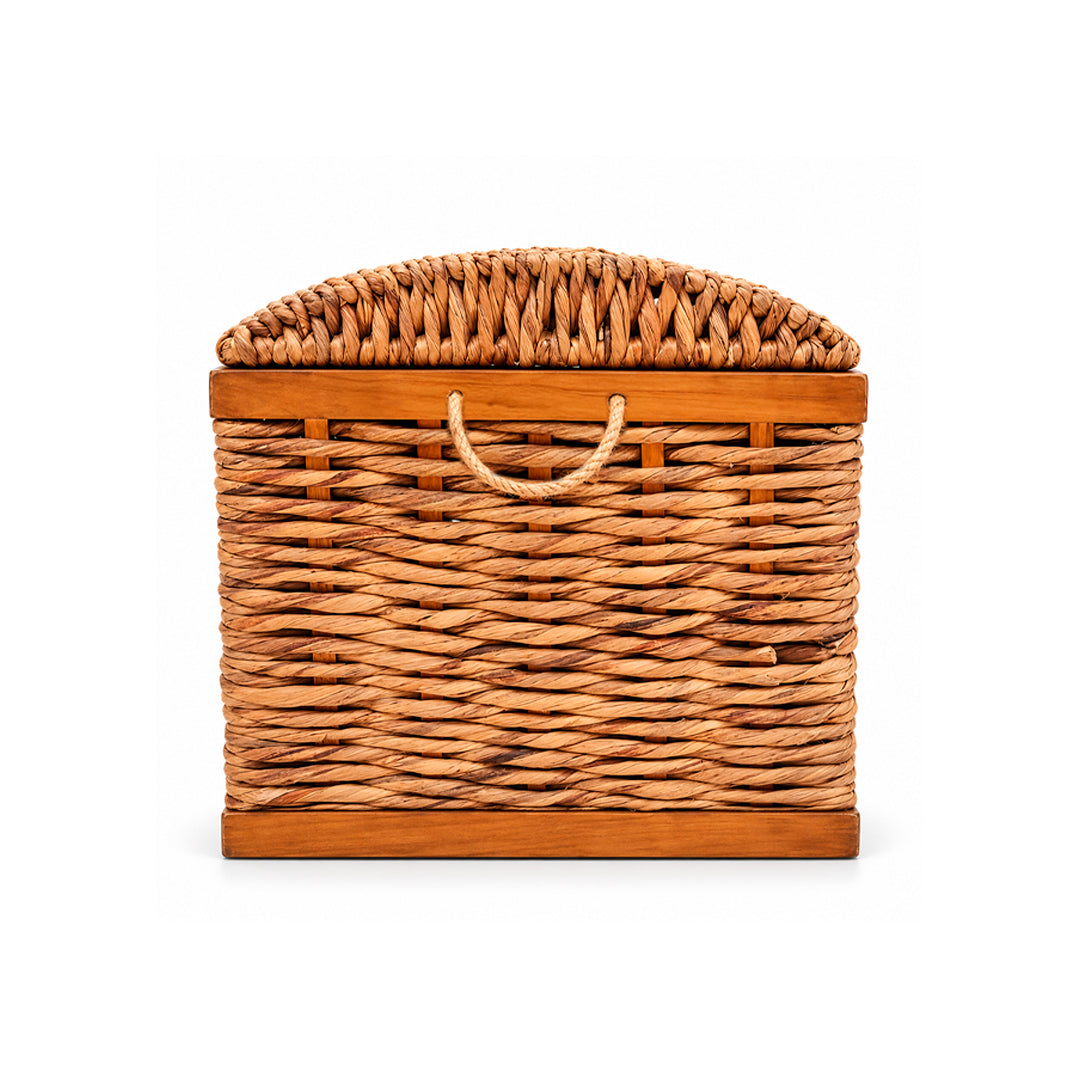 Baúl Organizador Tejido Con Tapa Y Asas Lateral 70 cm