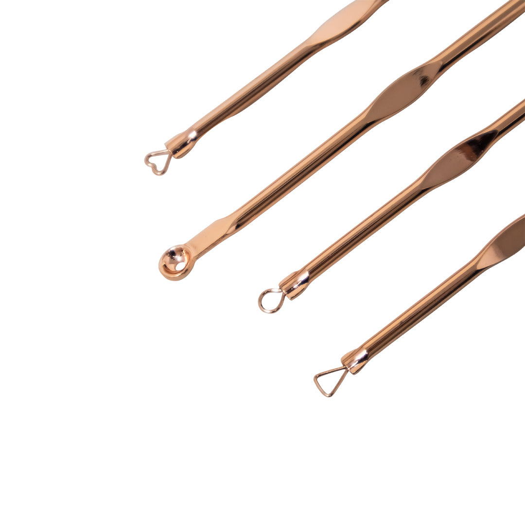 Herramientas para Acné Facial – Juego de 4 Piezas de Acero Inoxidable