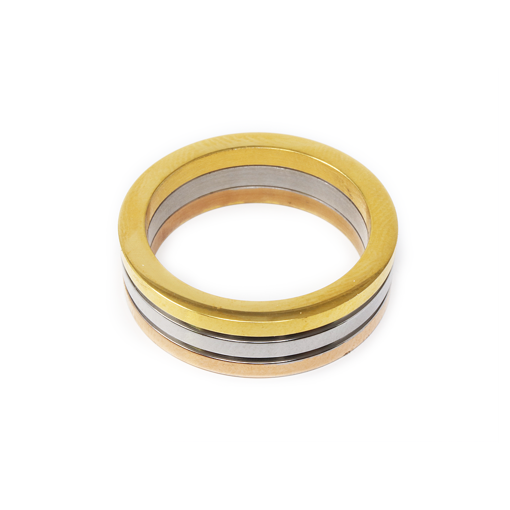 Anillo Delgado Tricolor en Acero Inoxidable