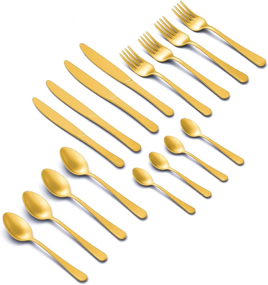 Set de Cubiertos Color Dorado para 4 personas - 16 piezas