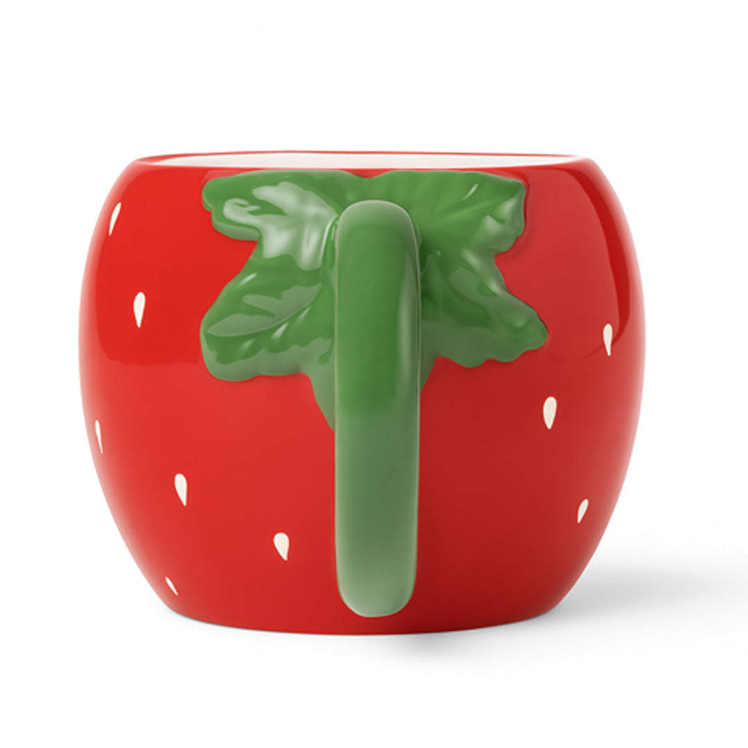 Taza de Cerámica 3D - 300 ml  Fresa con Asa Verde