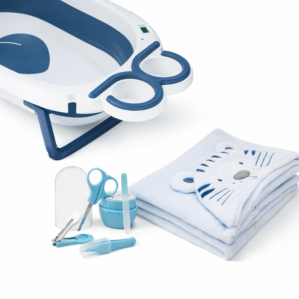 Set de Baño para Bebé con Bañera, Manta y Manicura