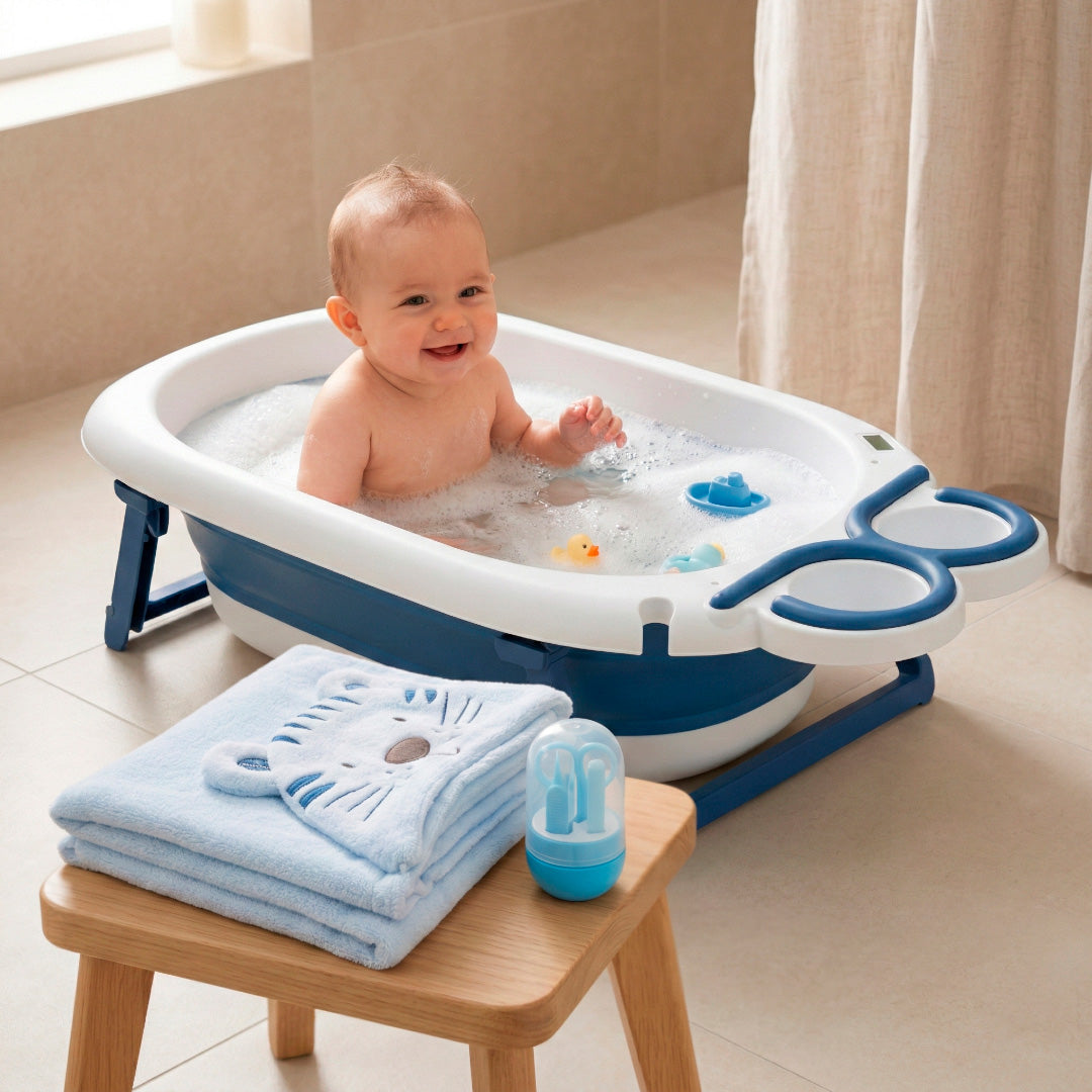 Set de Baño para Bebé con Bañera, Manta y Manicura
