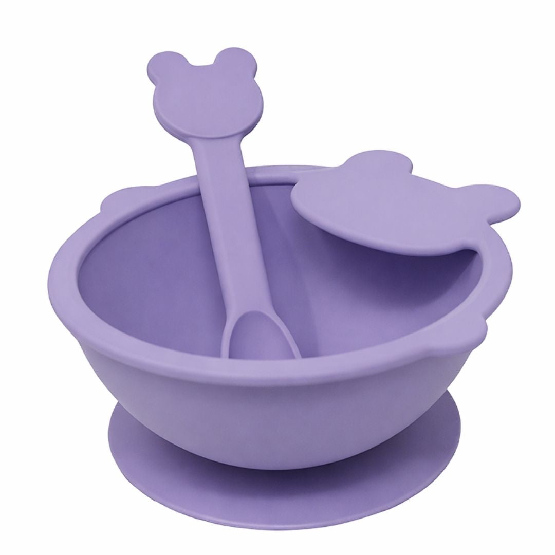 Plato para Bebé Oso con Cuchara - Color Morado