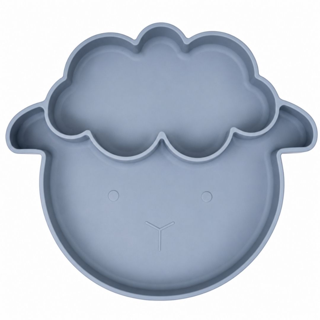 Plato para Bebé de Silicona Oveja - Azul Oscuro