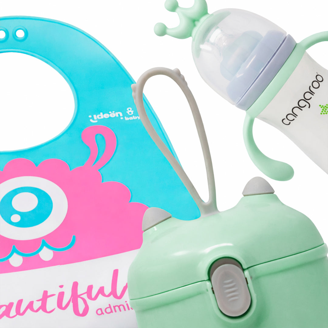 Set Bebé 3 Piezas - Biberón, Babero y Dispensador