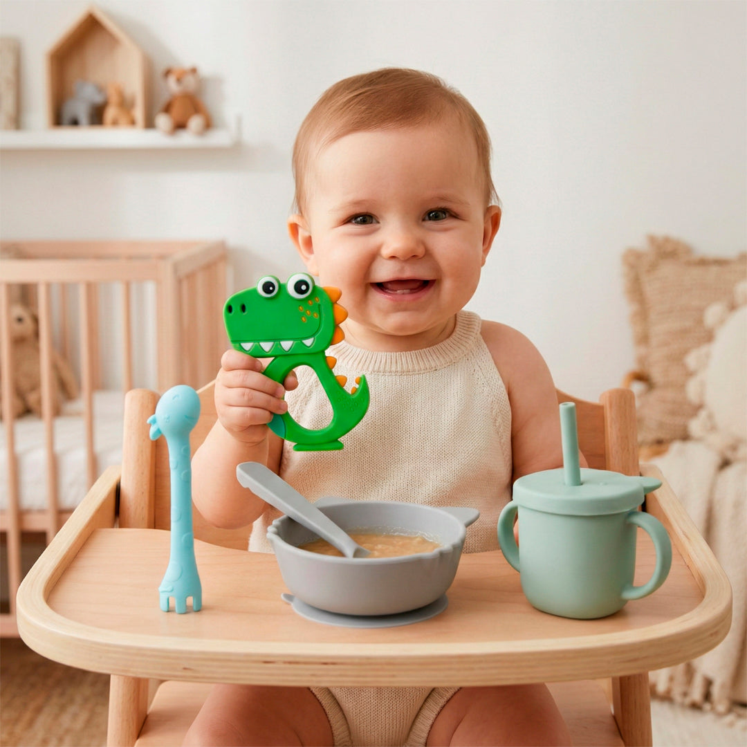 Set de Bebé "Vamos a Comer" - 4 Piezas de Silicón