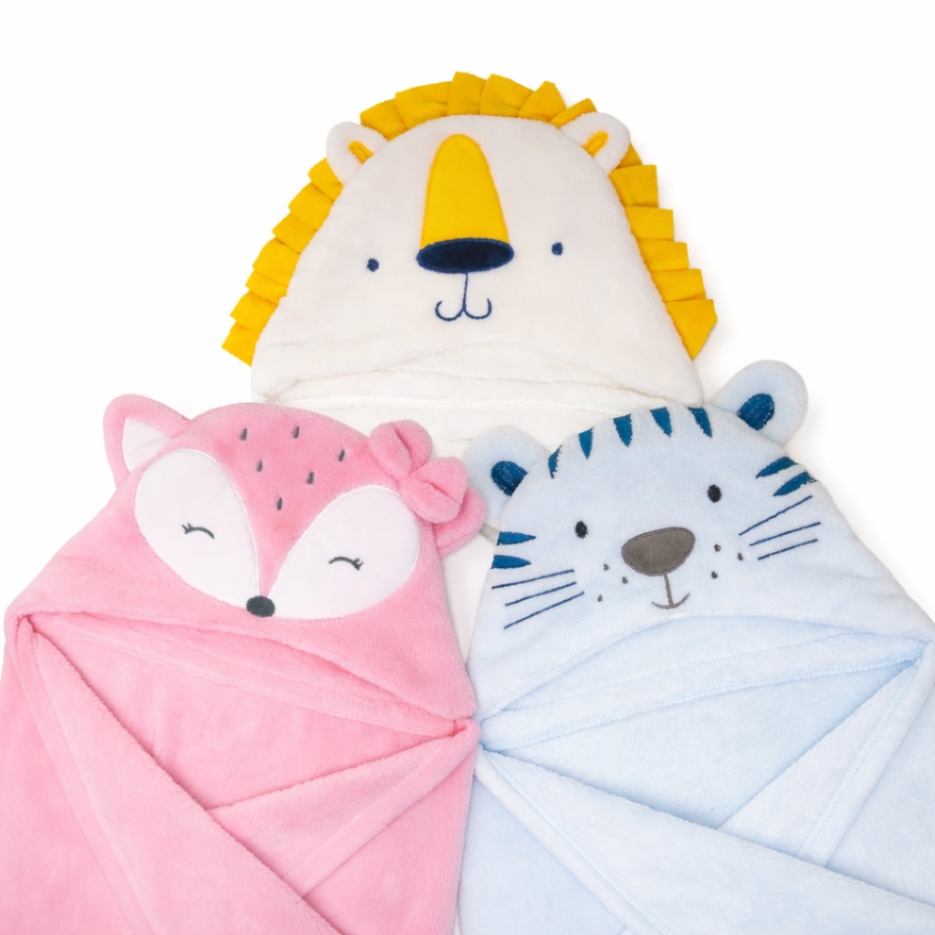 Set de Frazadas de Baño para Bebé 3 Piezas con Capucha