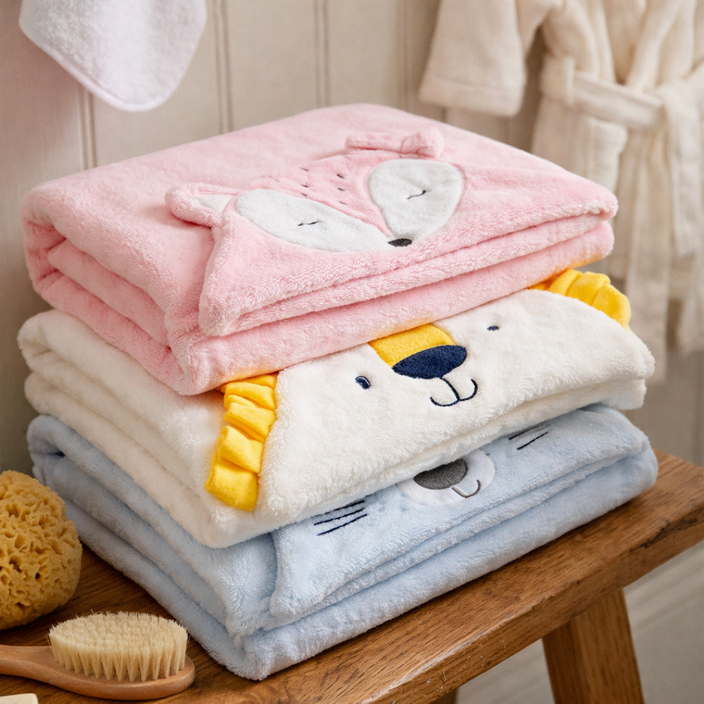 Set de Frazadas de Baño para Bebé 3 Piezas con Capucha