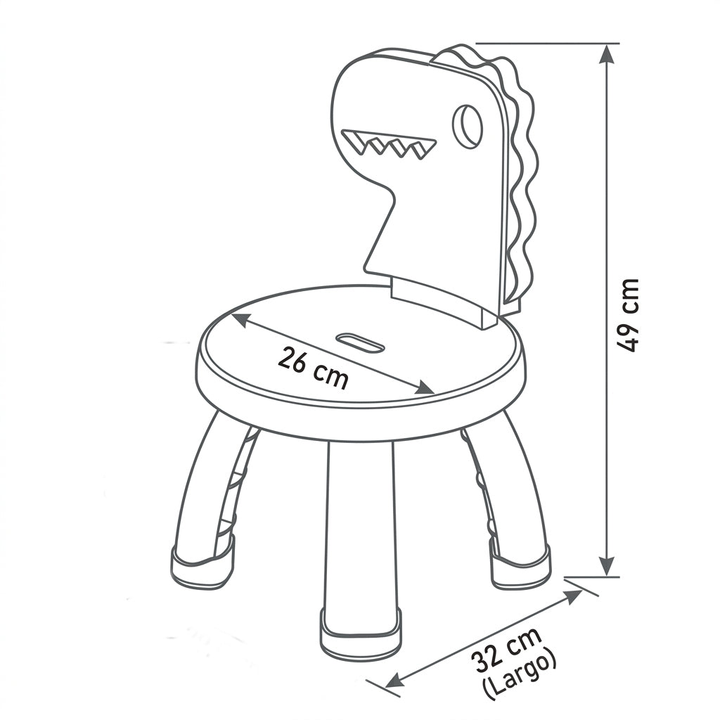 Silla de Plástico Infantil con Respaldo de Dinosaurio