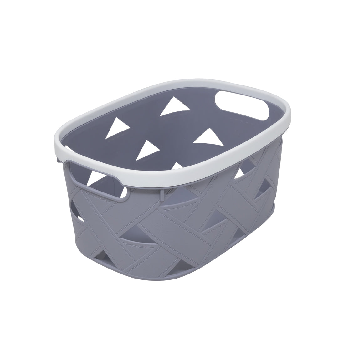 Canasta Organizadora Gris con Diseño Trenzado