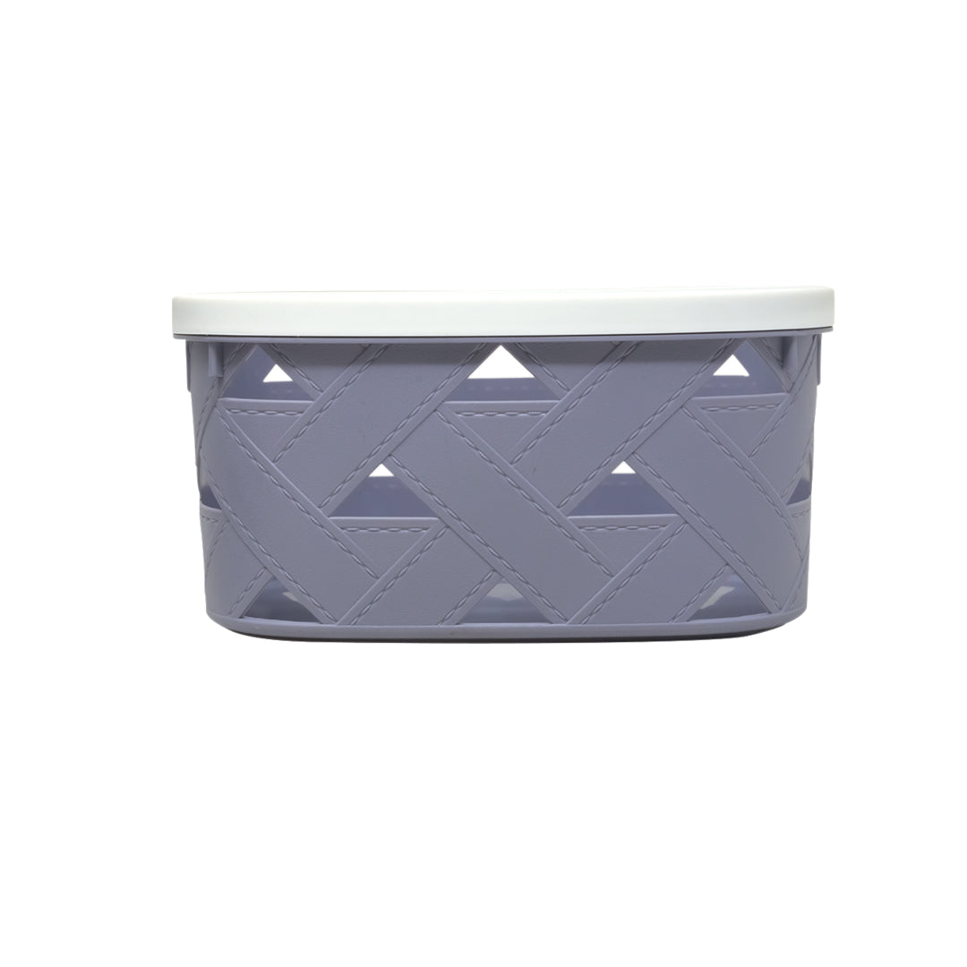 Canasta Organizadora Gris con Diseño Trenzado