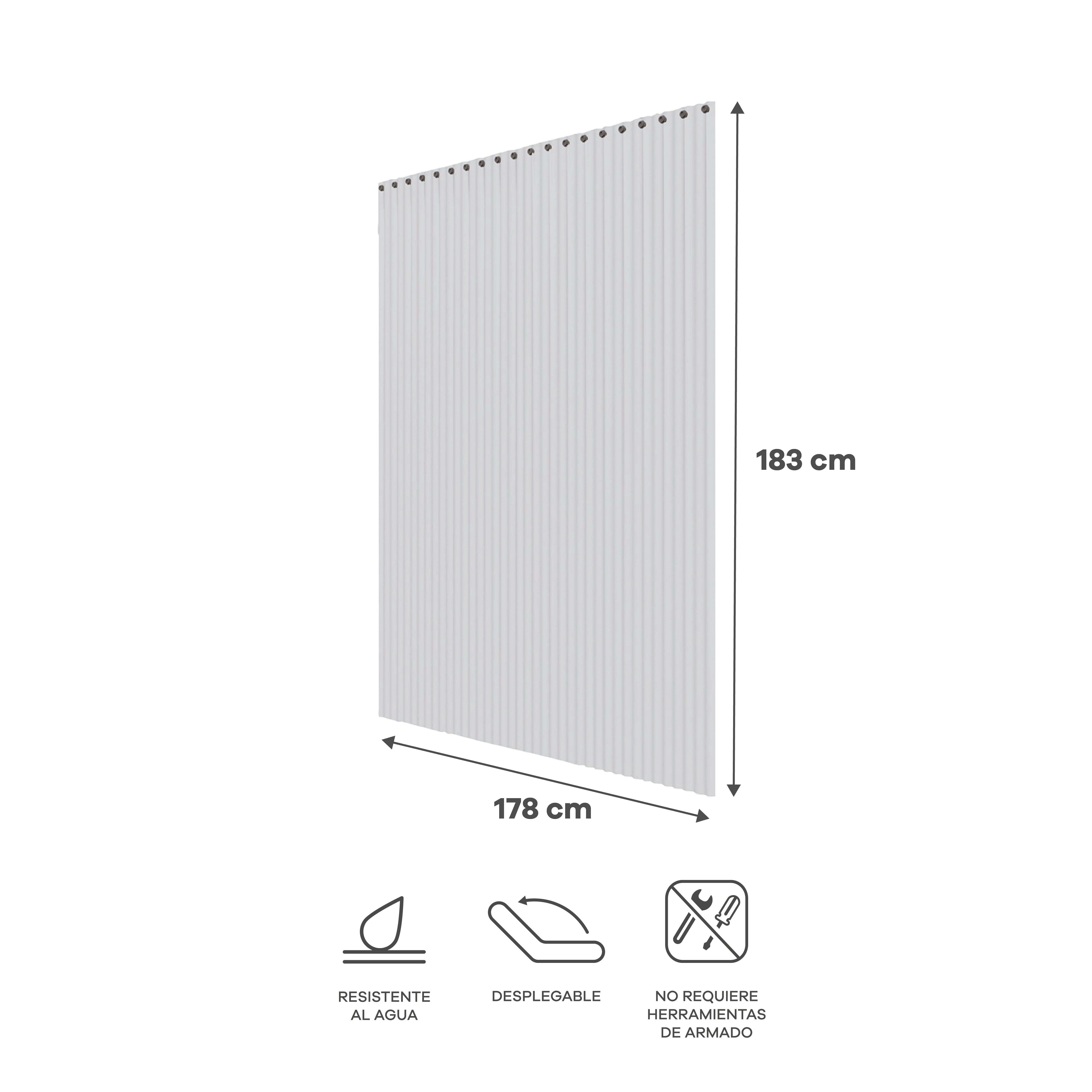 Juego de 2 Cortinas de Baño - Color Blanco y Gris