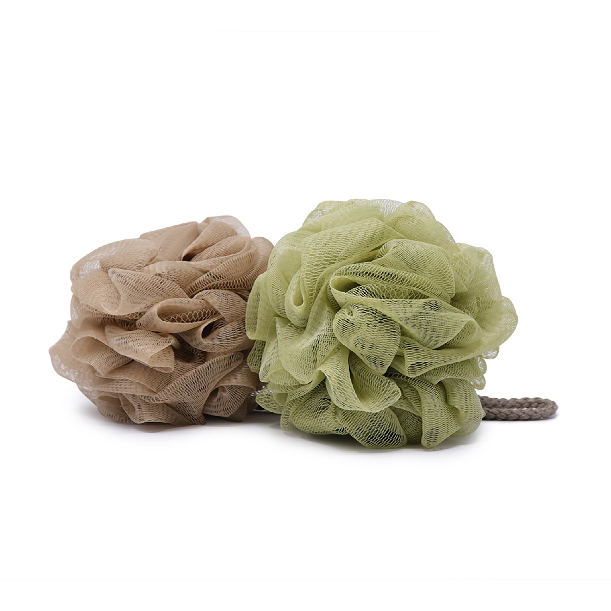 Estropajo de Malla para Baño Verde Café - Set de 2 Esponjas Exfoliantes