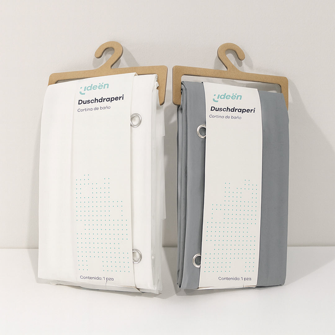 Juego de 2 Cortinas de Baño - Color Blanco y Gris