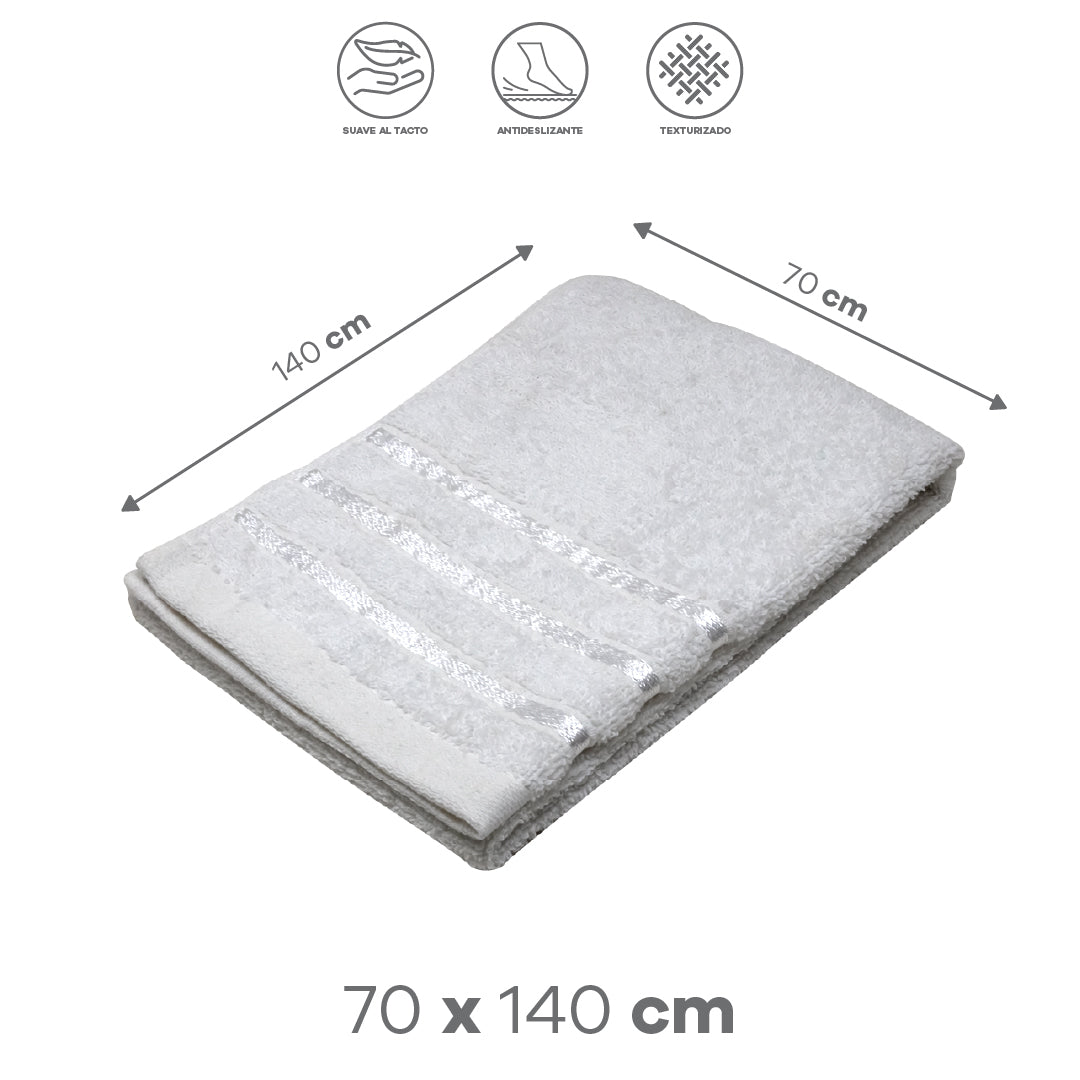 Set de 3 Toallas de Baño Grande Premium 70x140 cm - Color Blanca