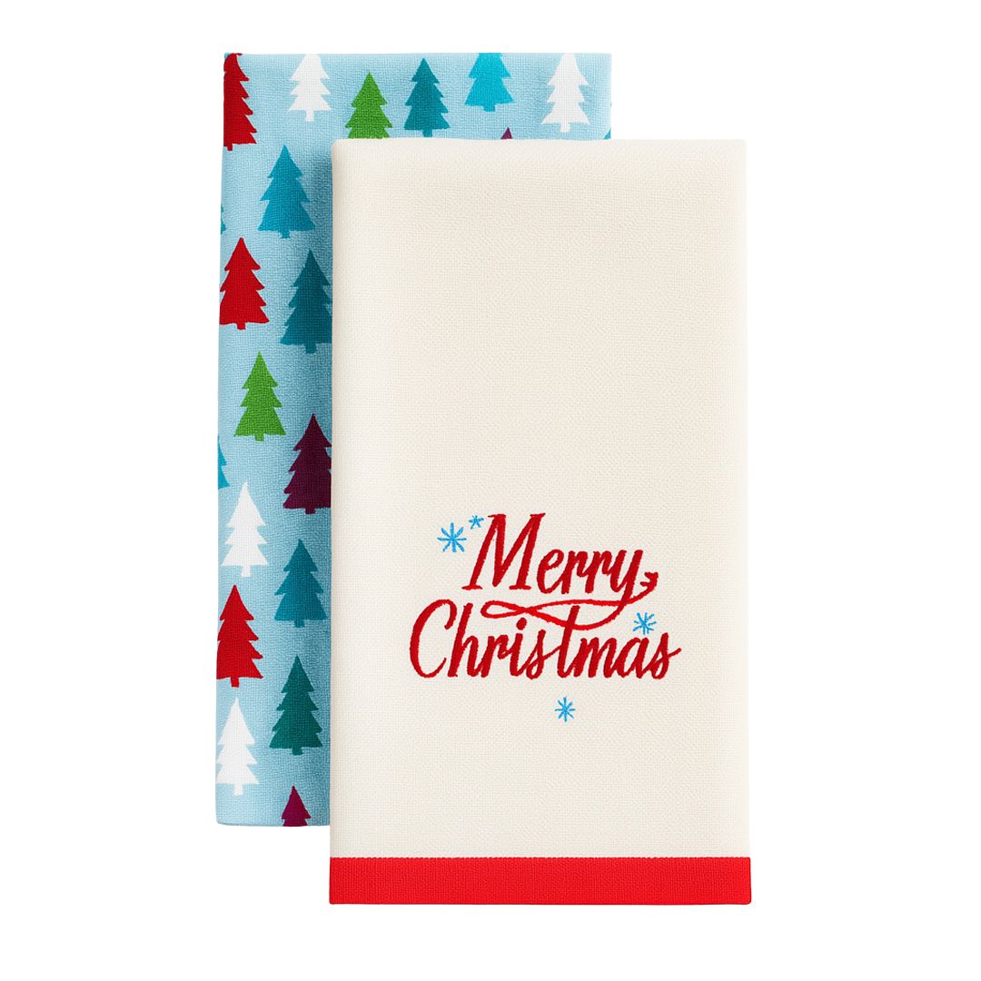 Set de 2 Toallas de Mano Navideñas "Merry Christmas"