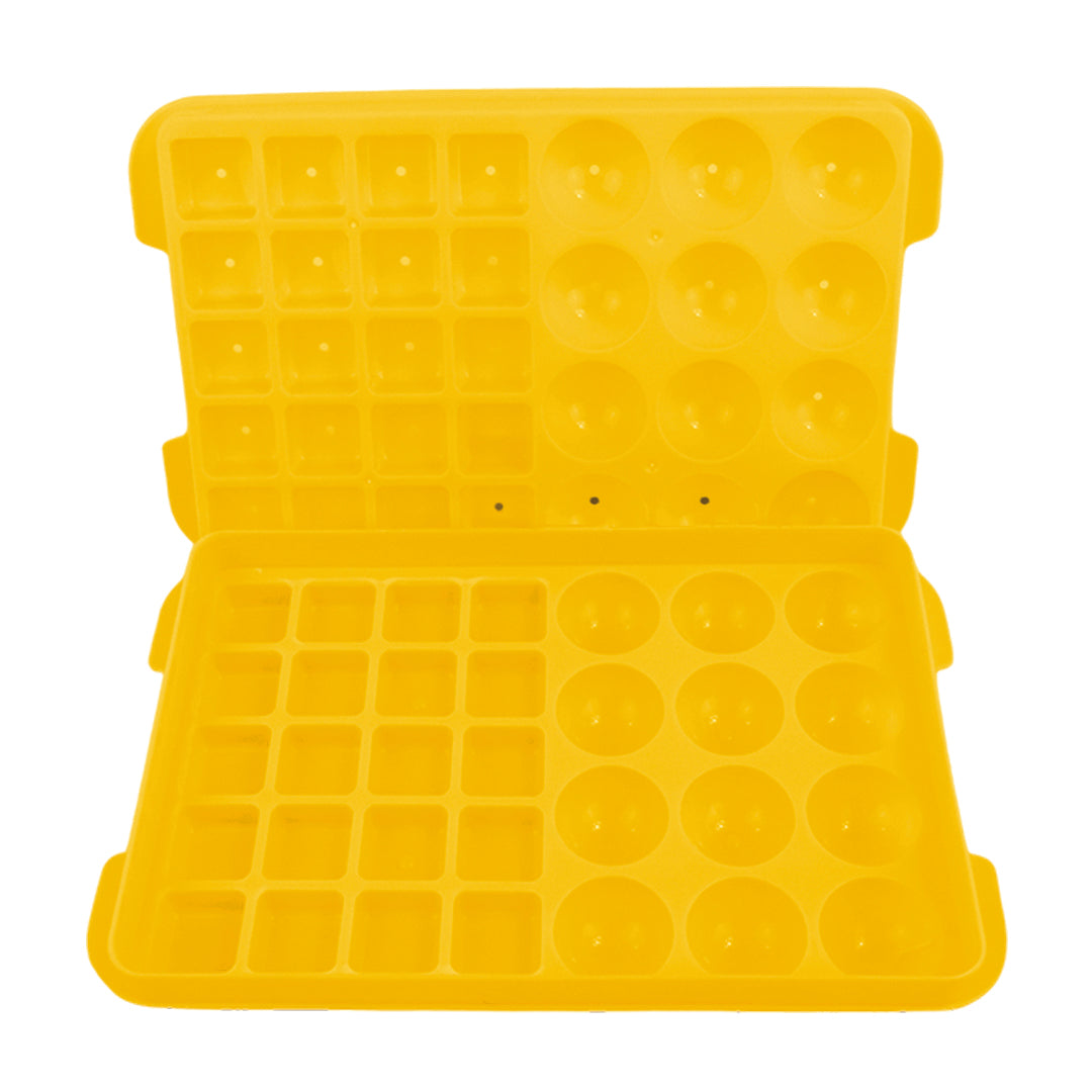 Set de 2 Bandejas para Hielo con Formas Cuadradas y Esféricas - Amarillo