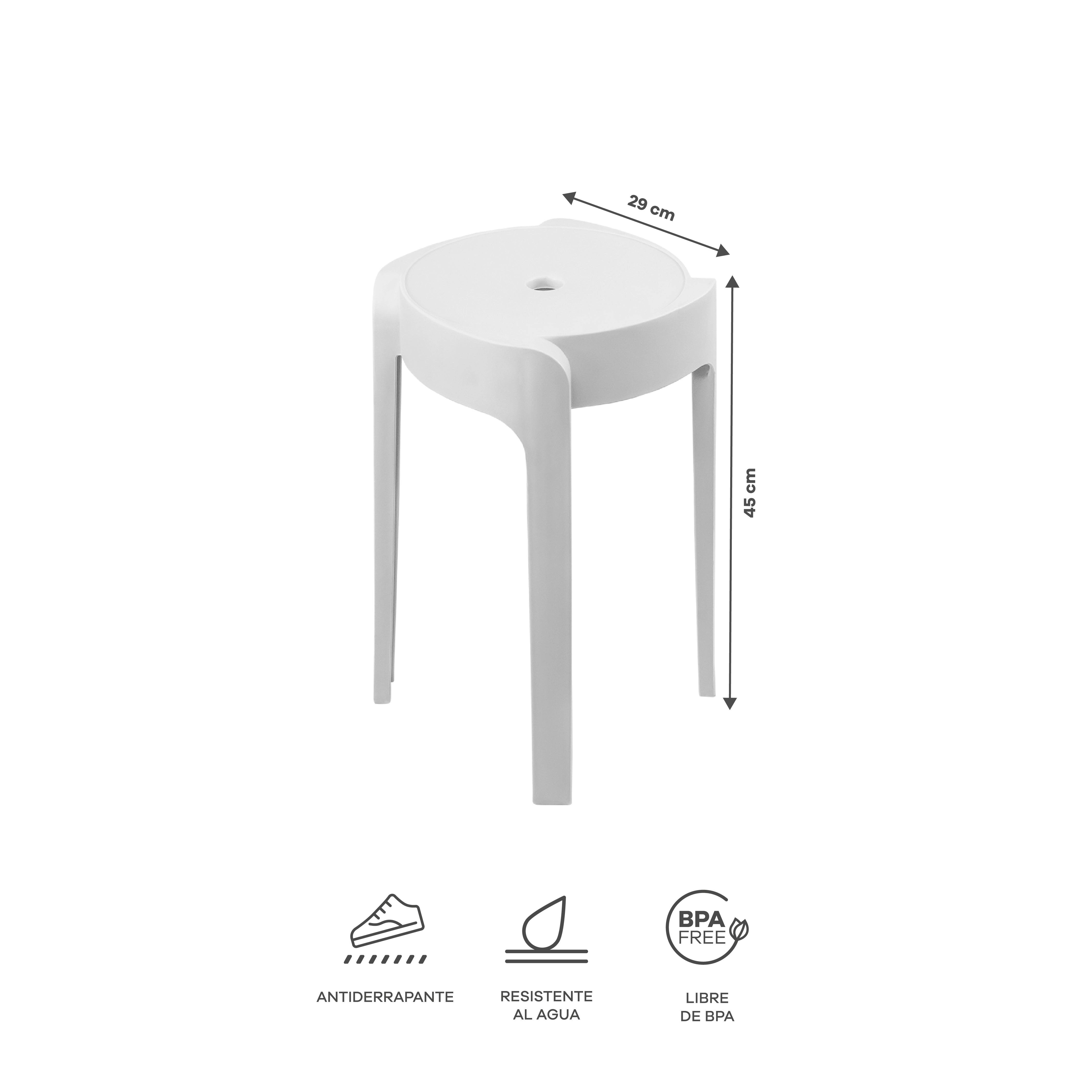 Set de 4 Bancos de Plástico Apilables – Color Blanco