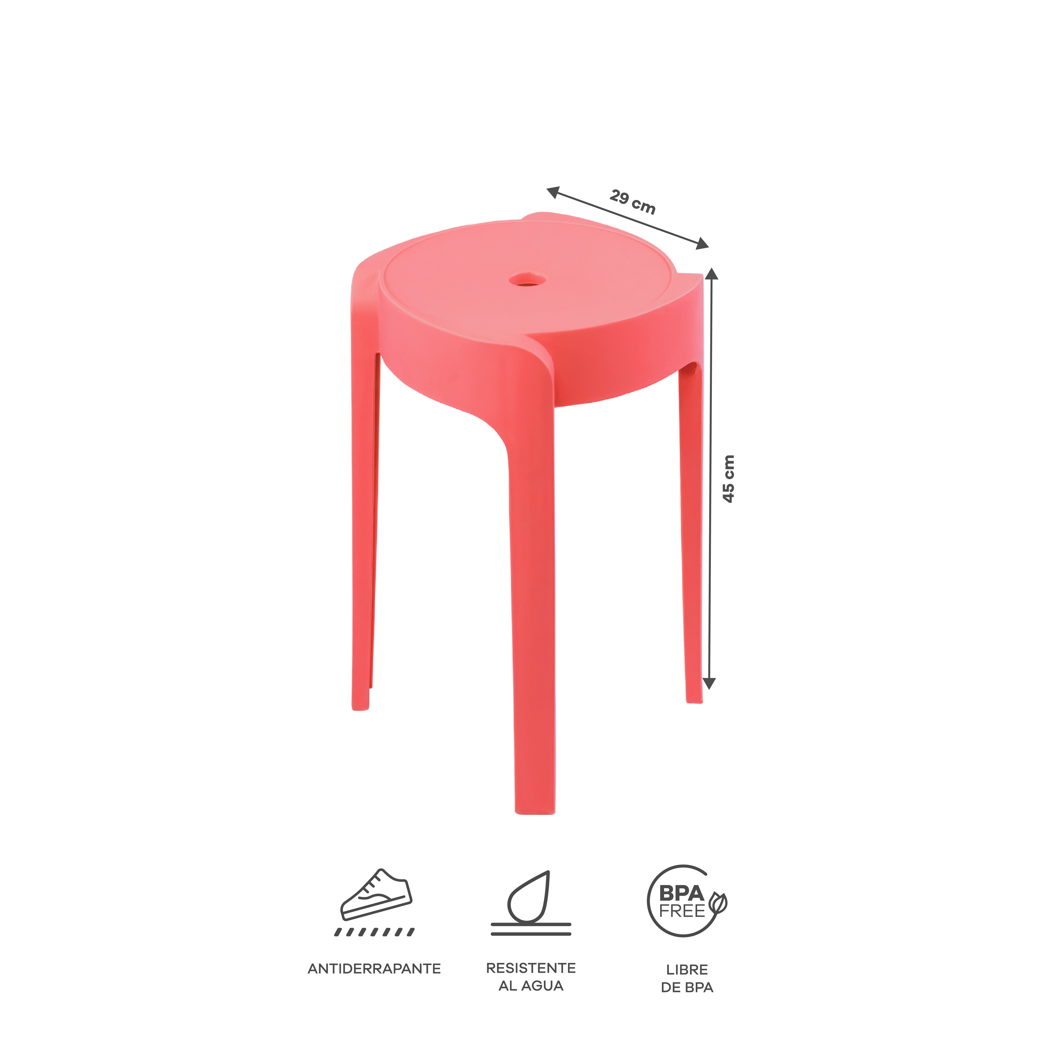 Set de 4 Bancos de Plástico Apilables – Color Rojo