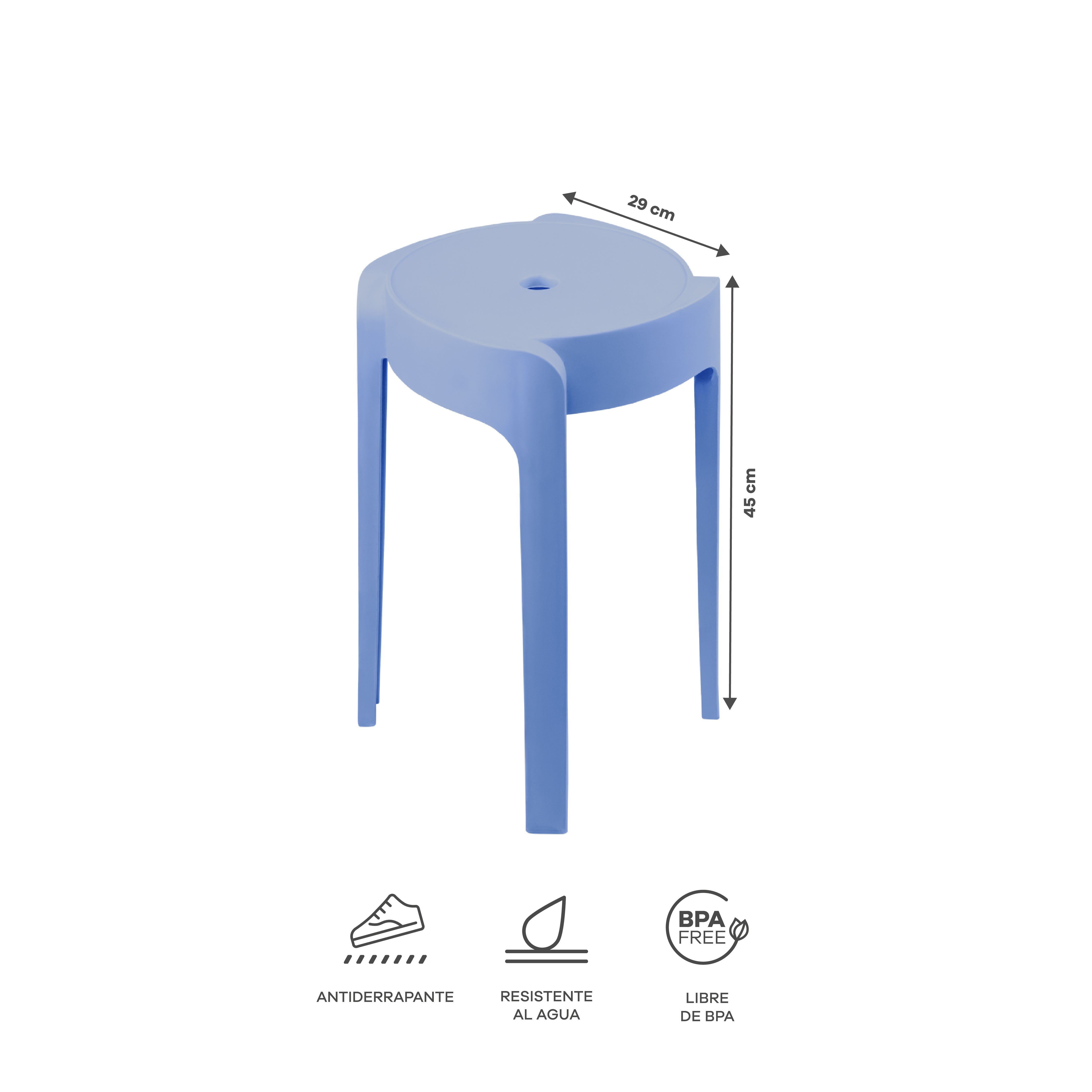 Set de 4 Bancos de Plástico Apilables – Color Azul