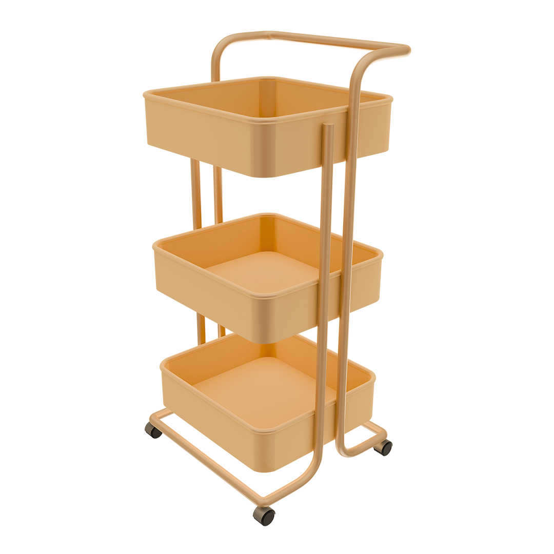 Carrito Organizador Metálico rodante Color Dorado Niveles