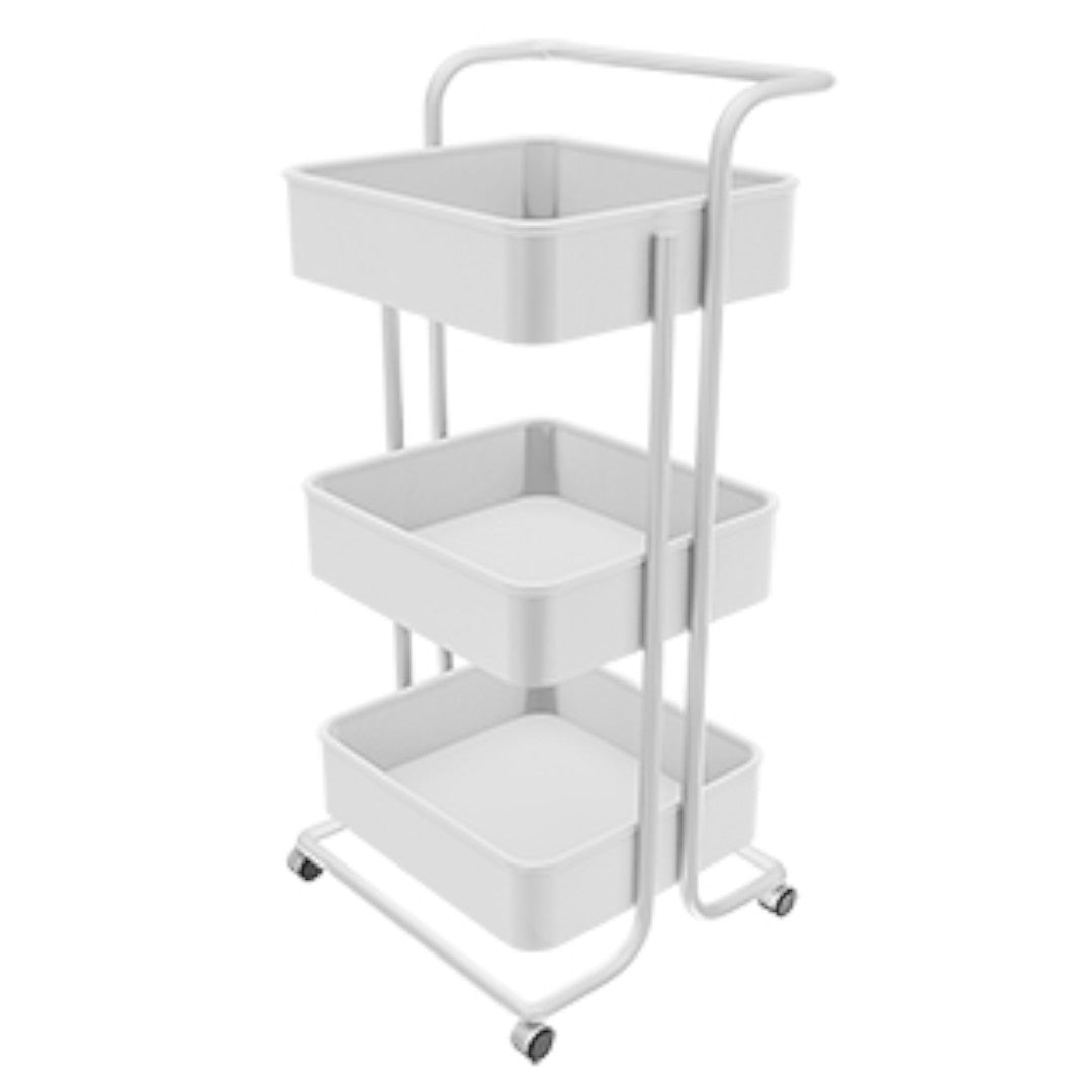 Carrito Organizador Metálico rodante Color Blanco - 3 Niveles