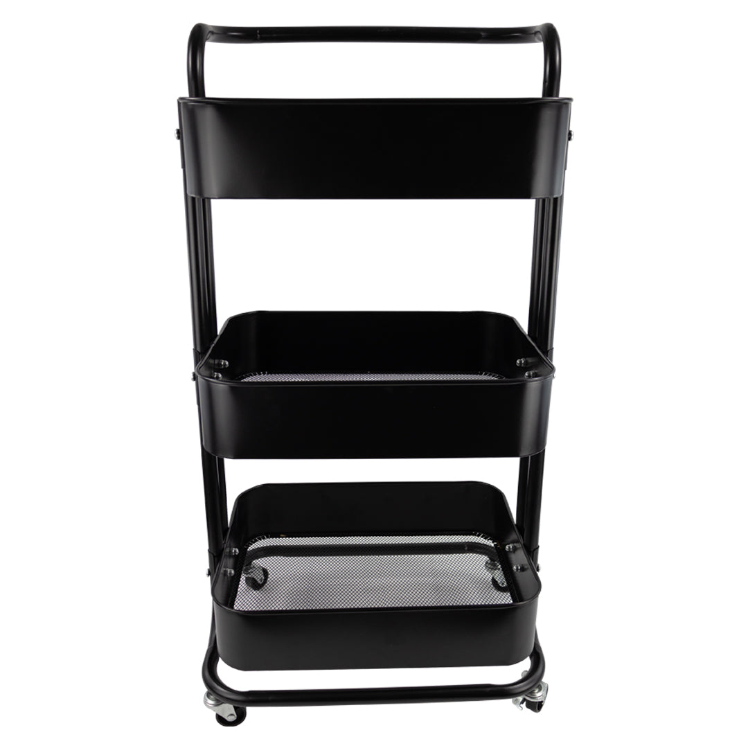 Carrito Organizador Metálico rodante Color Negro - 3 Niveles