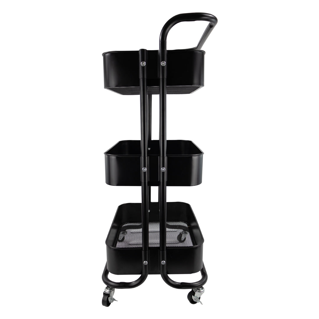 Carrito Organizador Metálico rodante Color Negro - 3 Niveles