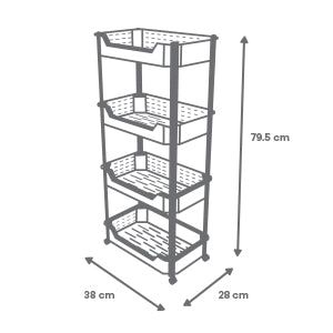 Carrito Organizador de 4 Niveles con Ruedas - Color Rosa