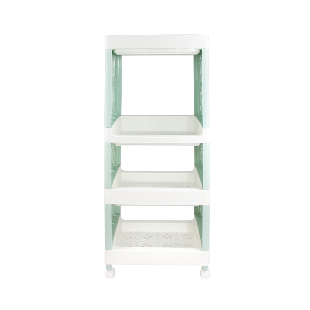 Carrito Organizador de Plástico con 4 Estantes - Color Verde