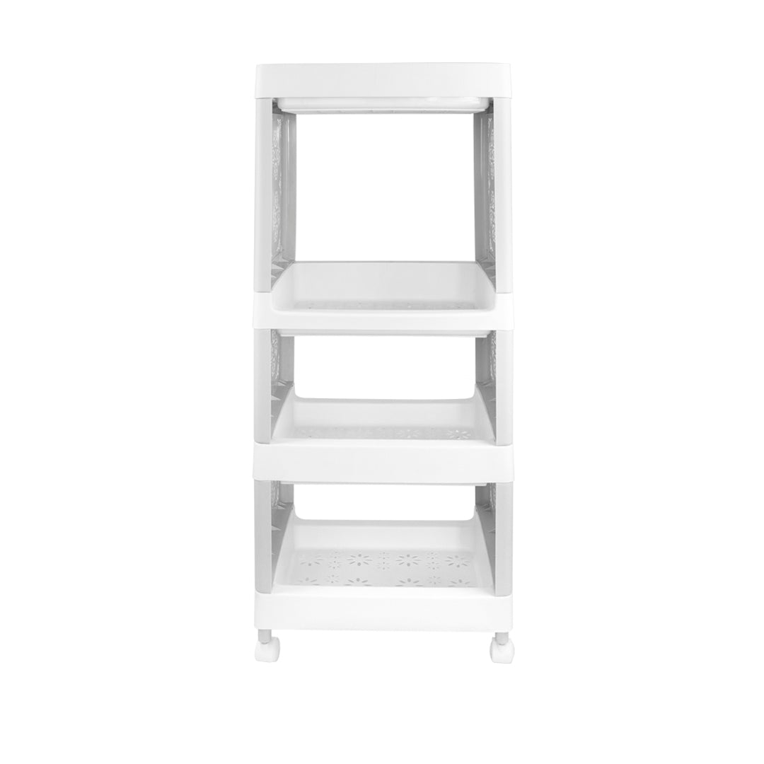 Carrito Organizador de 4 Estantes - Color Gris con Blanco