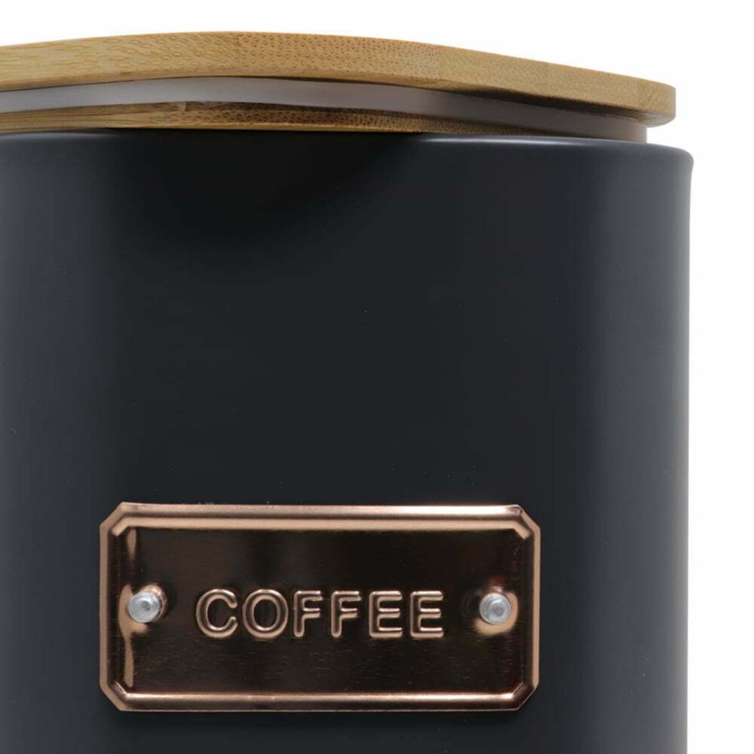 Contenedor Metálico Cuadrado para Café - Tapa de Bambú