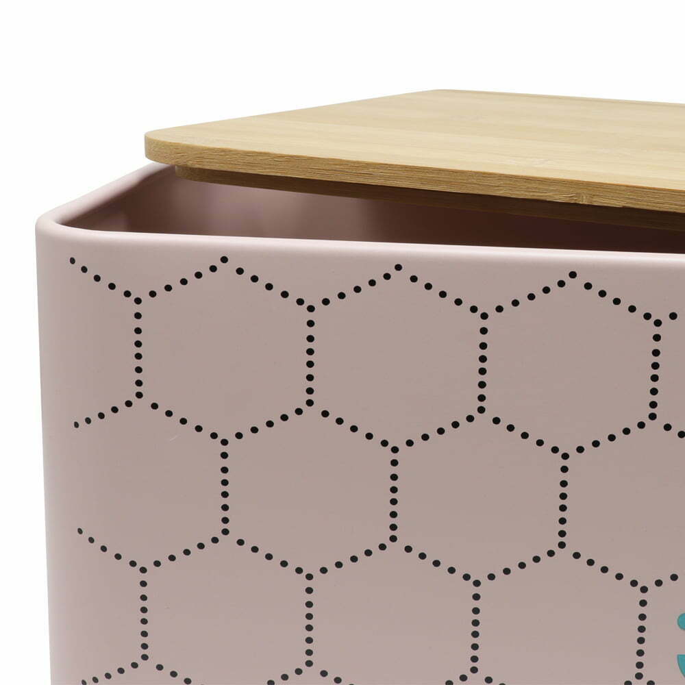 Contenedor Metálico Rectangular con Tapa de Bambú - Panera