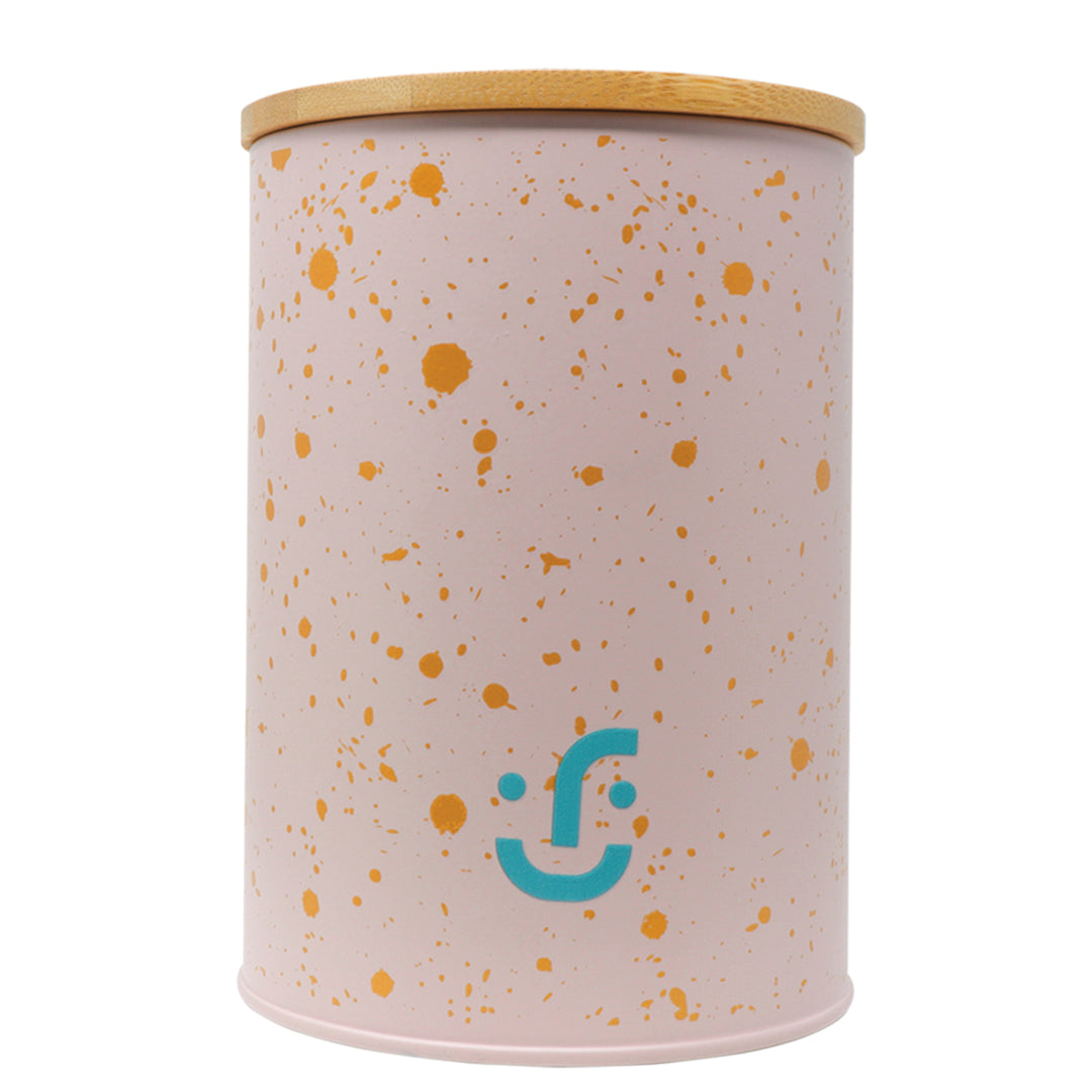 Juego de 3 Contenedores Cilíndricos Metálicos -Tapa de Bambú