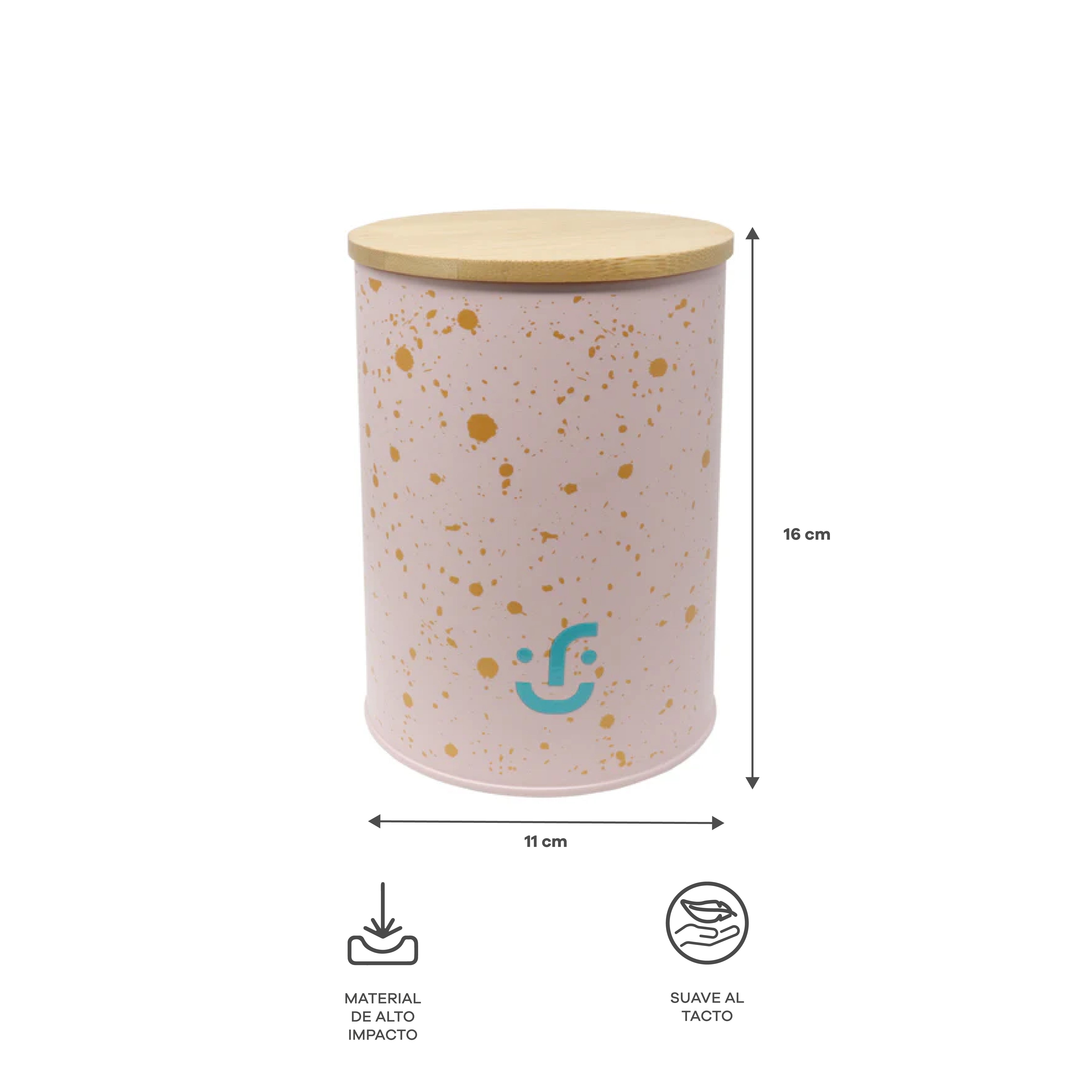 Juego de 3 Contenedores Cilíndricos Metálicos -Tapa de Bambú