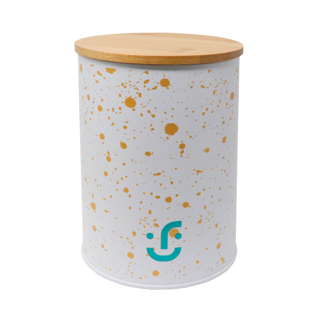 Juego de 2 Contenedores Cilíndricos Metálicos - Tapa de Bambú