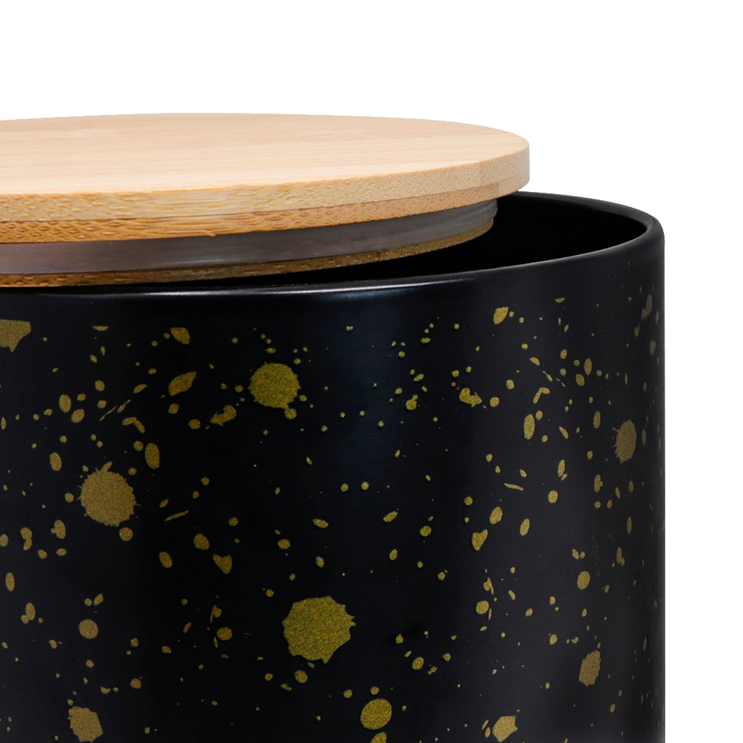 Juego de 2 Contenedores Cilíndricos Metálicos - Tapa de Bambú