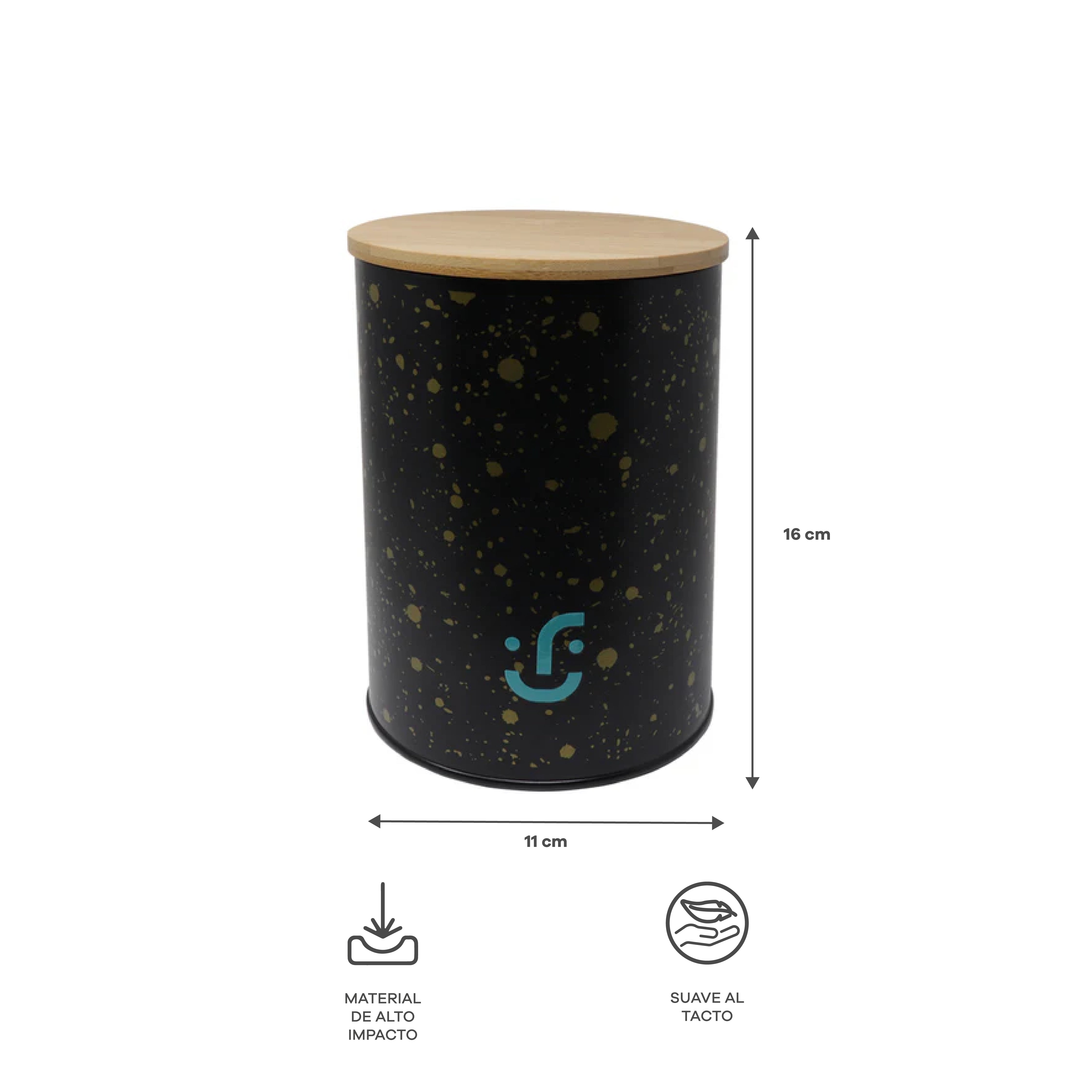 Juego de 2 Contenedores Cilíndricos Metálicos - Tapa de Bambú