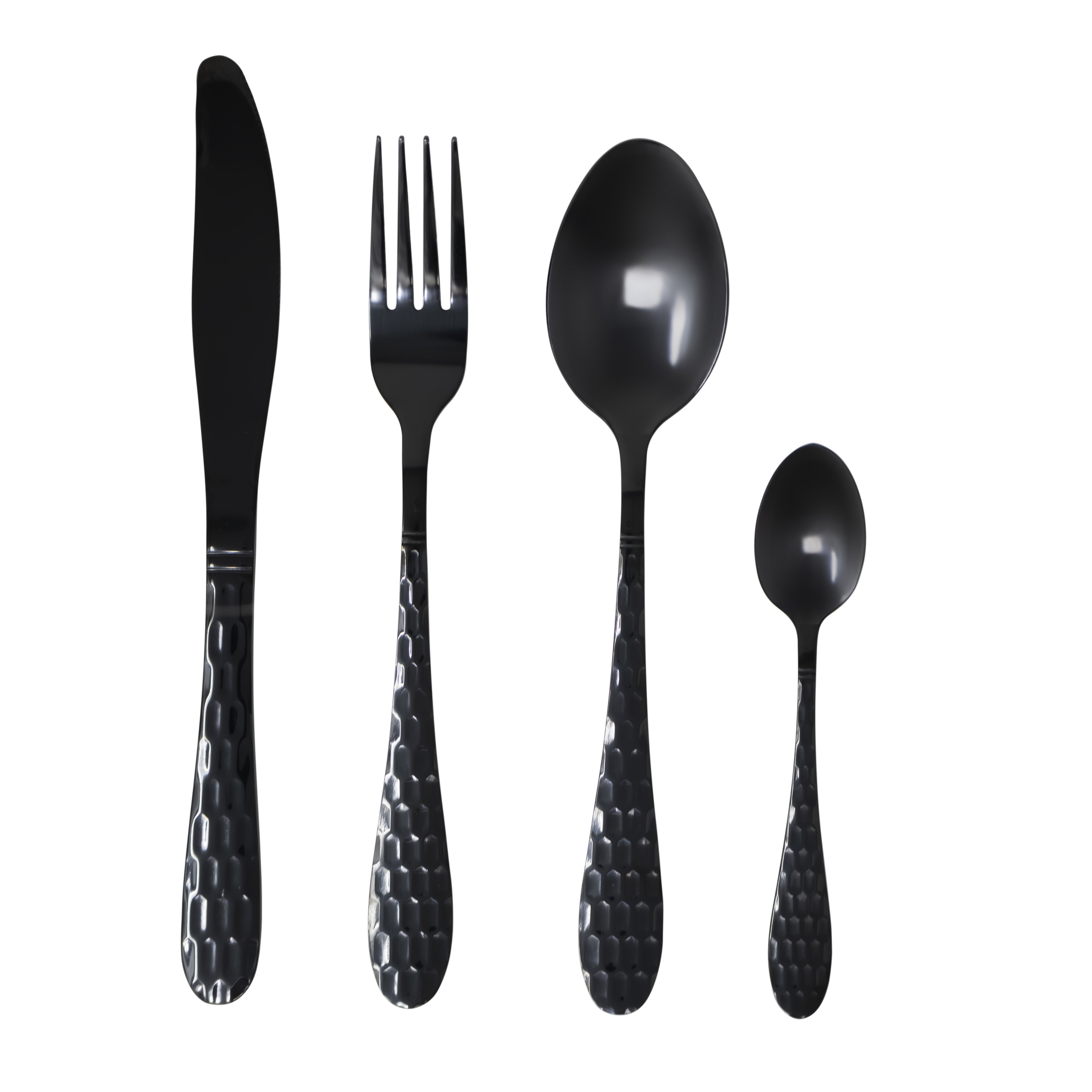 Set de Cubiertos Color Negro para 4 personas - 16 piezas