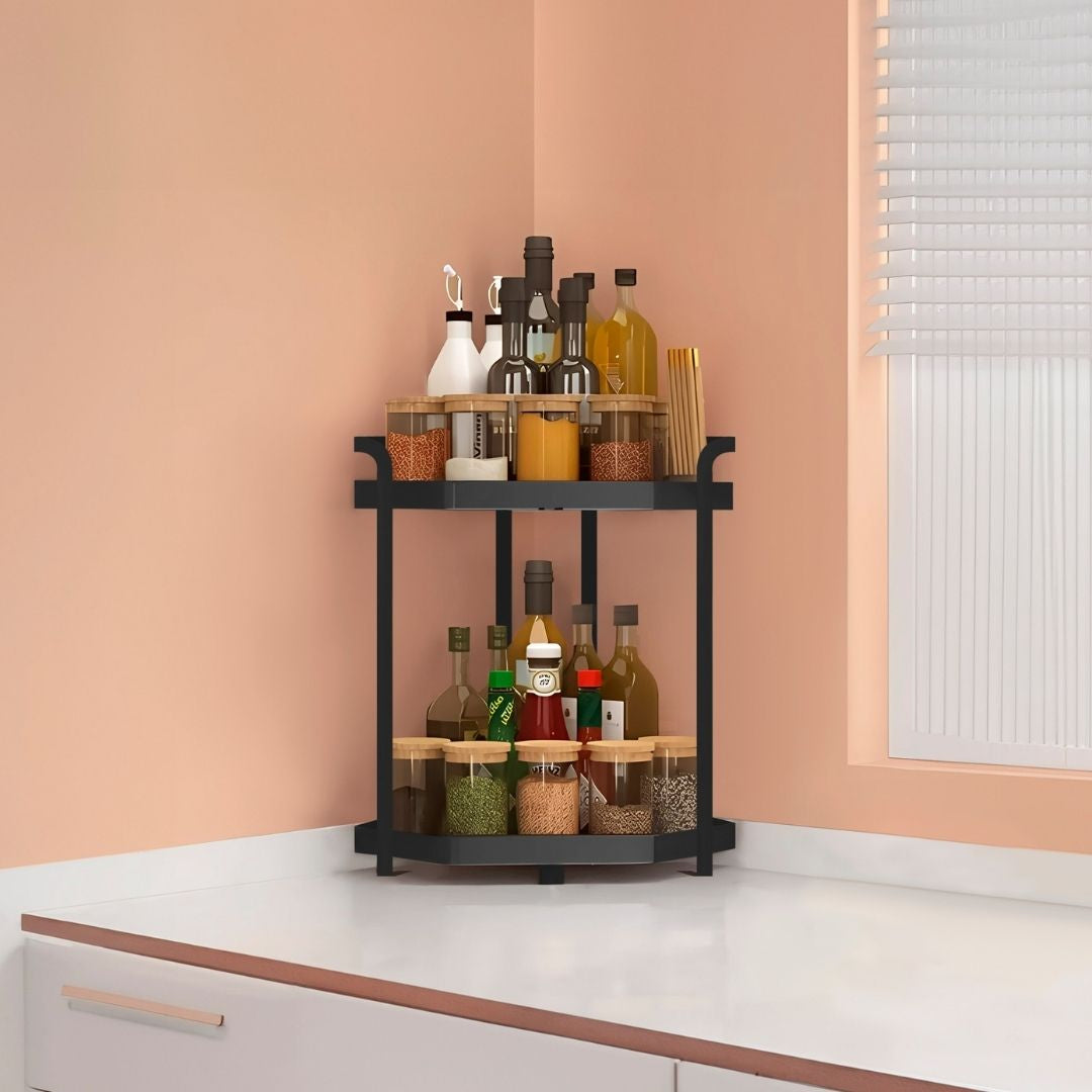 Esquinero Metálico Negro para Cocina 2 Niveles