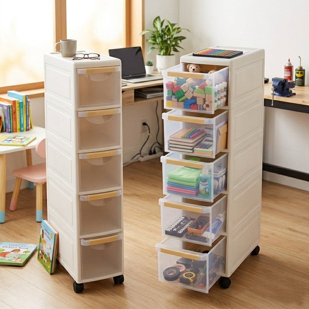 Organizador de Plástico con 5 Cajones y Ruedas