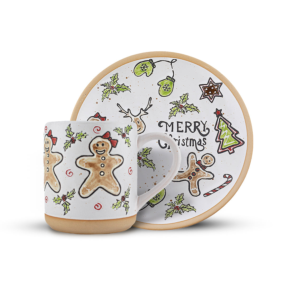 Set de Plato y Taza para 4 Personas - Merry Christmas