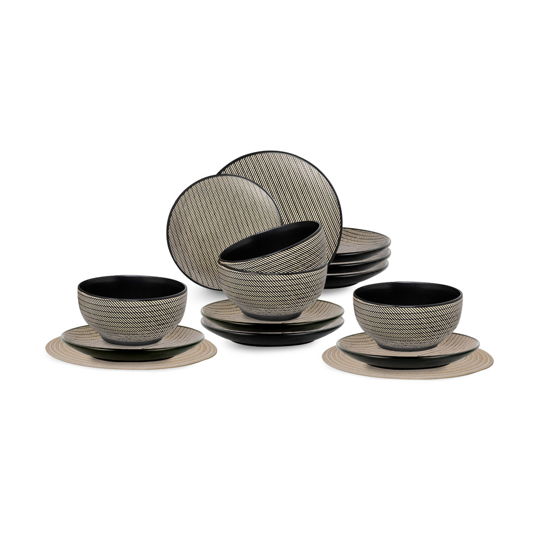 Vajilla HEDDA para 4 Personas - Cerámica Café 12 piezas