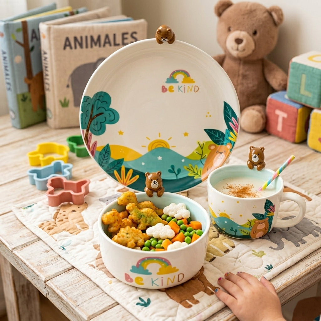 Vajilla Be Kind Bear Infantil Set Individual - Cerámica Multicolor 3 piezas