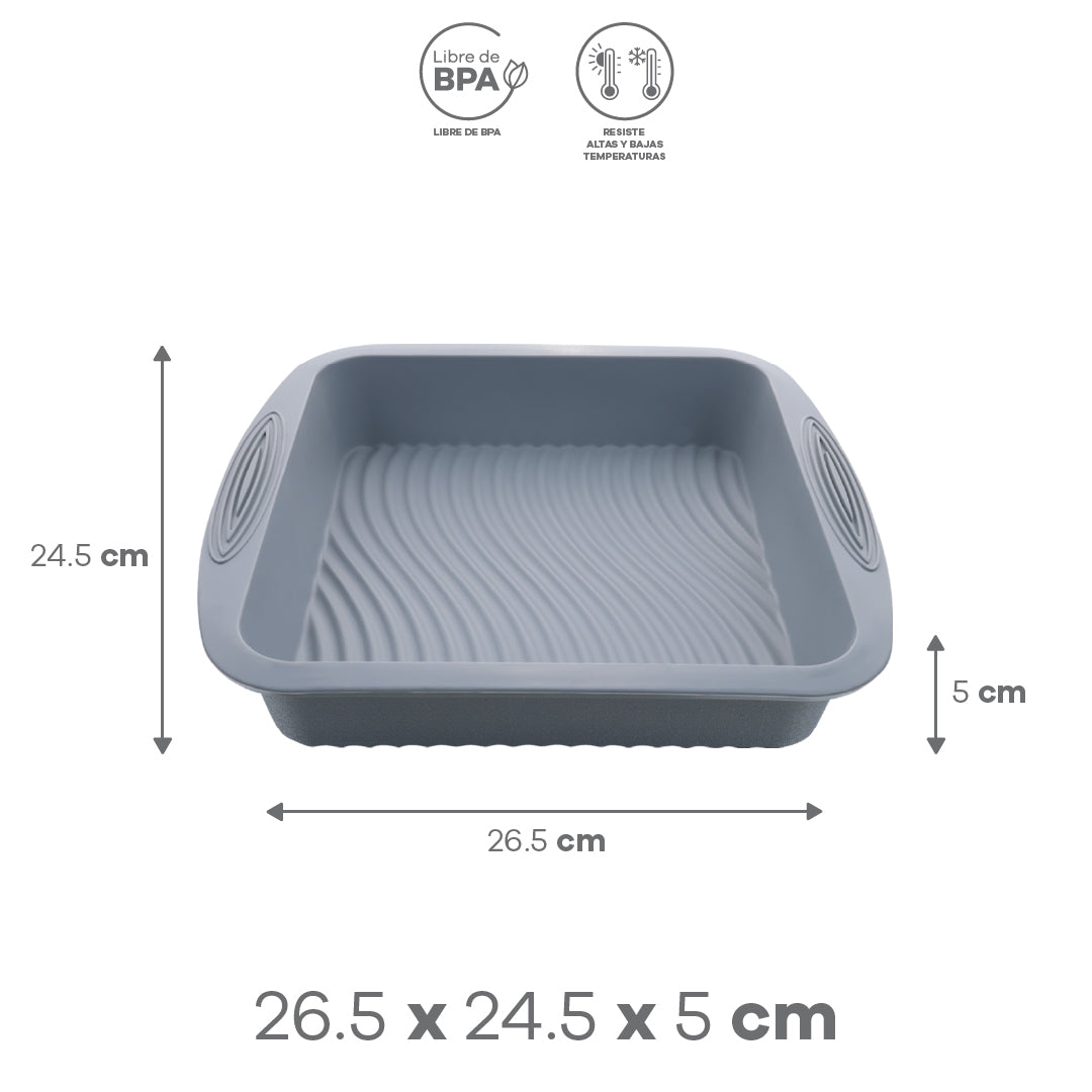 Molde Cuadrado para Pastel de Silicón - Gris