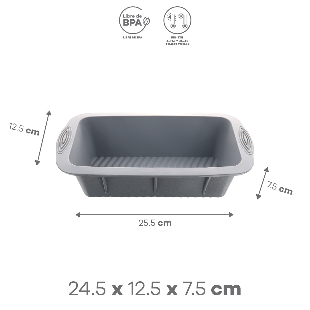 Molde Rectangular para Pastel de Silicón - Gris