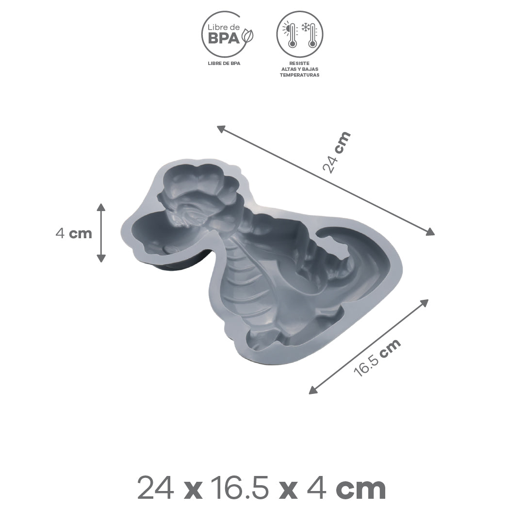 Molde de Plástico con Figura de Dinosaurio - Gris