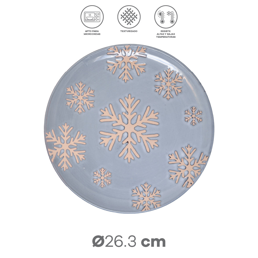 Vajilla Merry Christmas Set Individual - Cerámica Gris 4 piezas