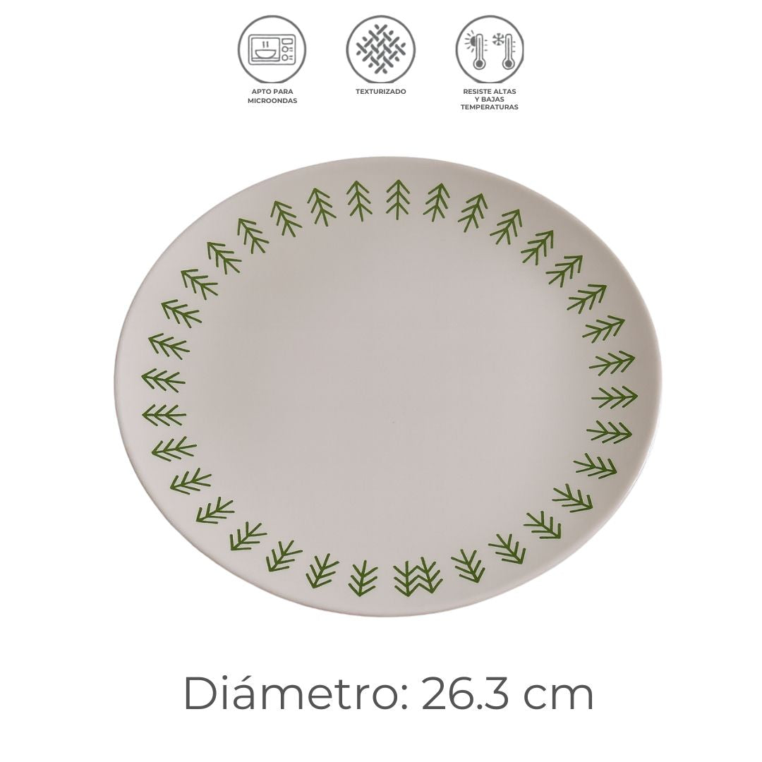 Vajilla Pinos Navidad Set Individual - Cerámica Verde 5 piezas